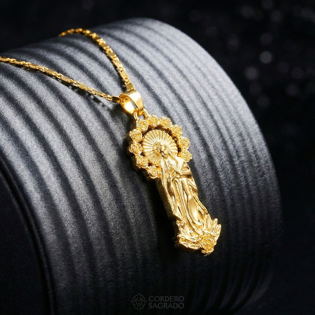 Collar Virgen de Guadalupe Rosalía para Mujer - Baño de Oro 18k
