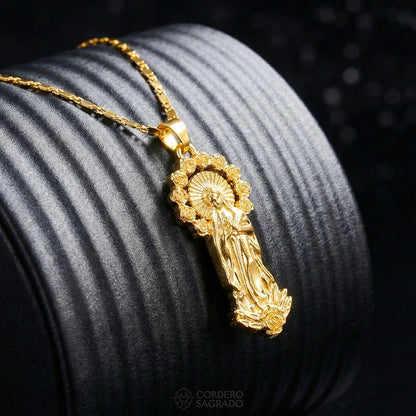 Collar Virgen de Guadalupe Rosalía para Mujer - Baño de Oro 18k