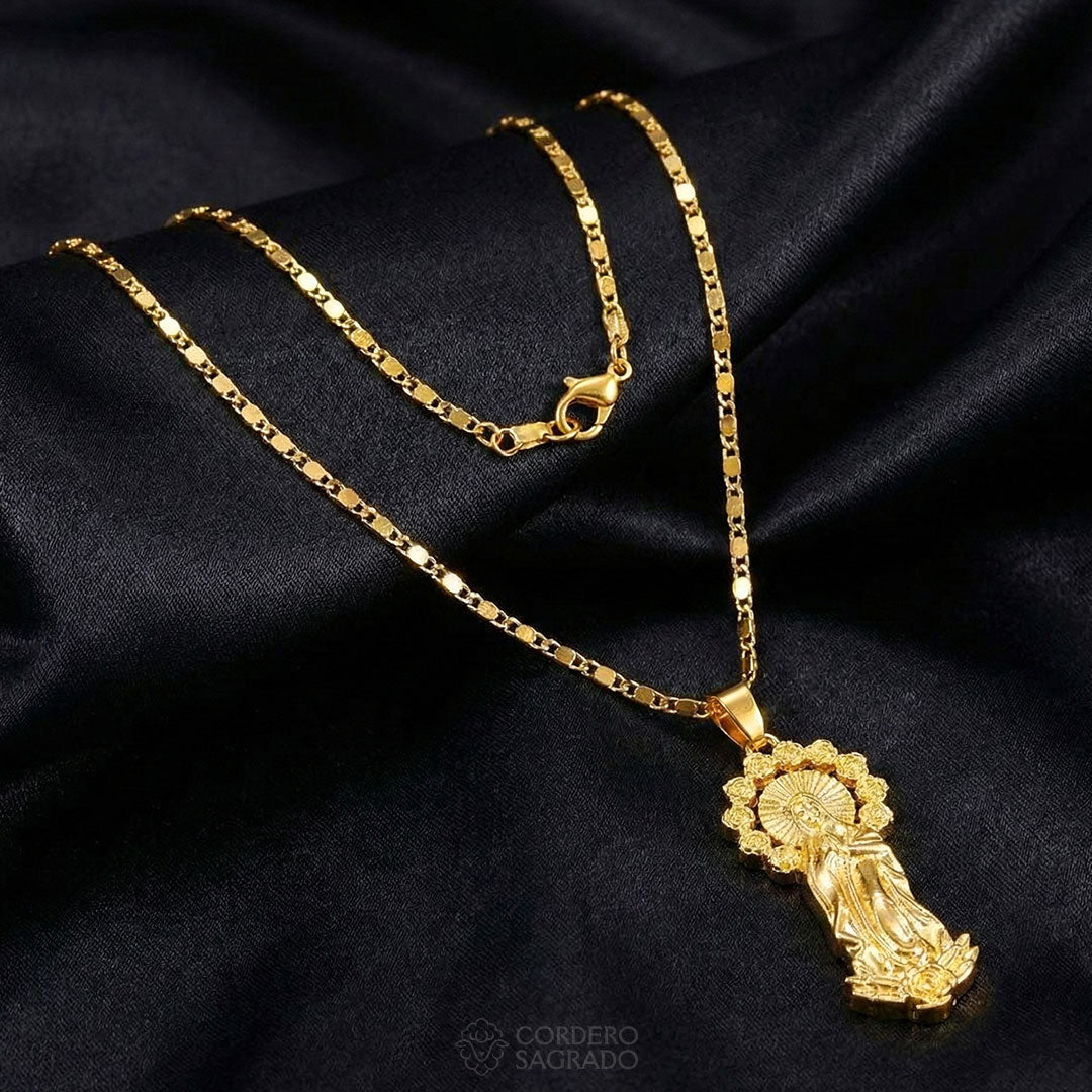 Collar Virgen de Guadalupe Rosalía para Mujer - Baño de Oro 18k