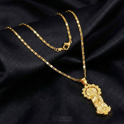 Collar Virgen de Guadalupe Rosalía para Mujer - Baño de Oro 18k