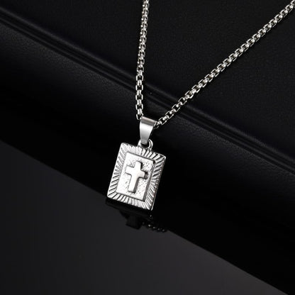 Collar Cruz Minimalista para Hombre - Acero Inoxidable