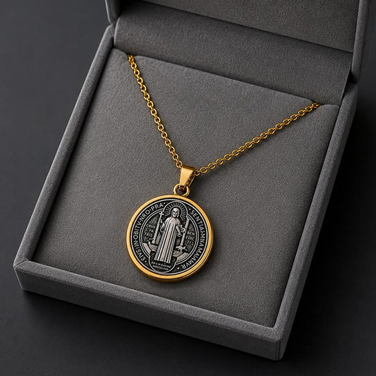 Collar de San Benito con Medalla Doble Cara