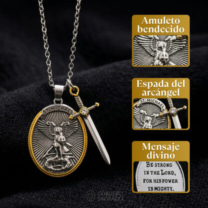 Collar de la Victoria de San Miguel Arcángel con Dije Doble - Bendecido por Sacerdote