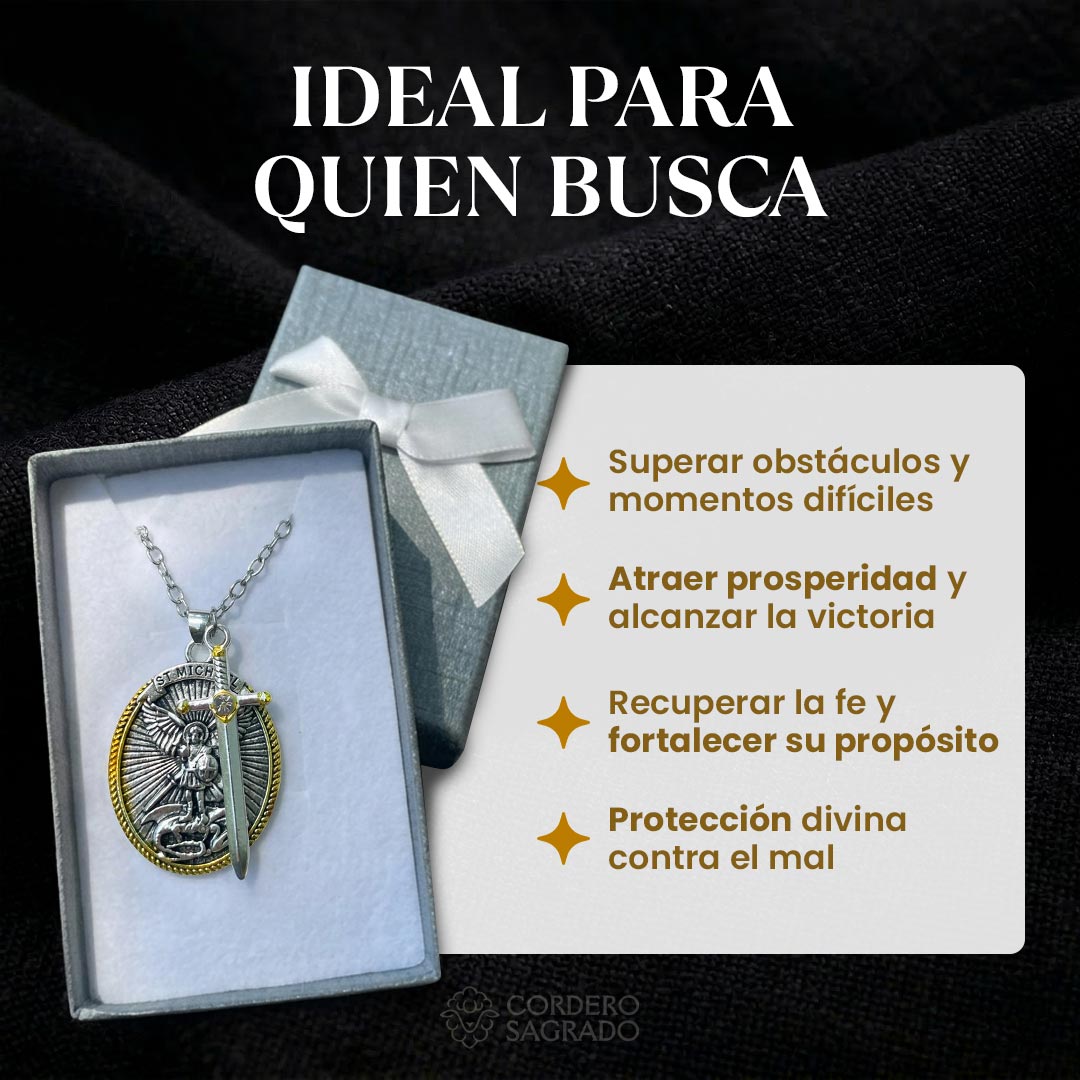 Collar de la Victoria de San Miguel Arcángel con Dije Doble - Bendecido por Sacerdote