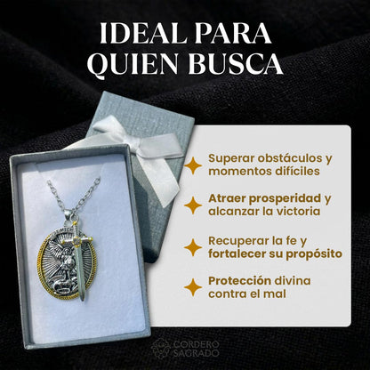 Collar de la Victoria de San Miguel Arcángel con Dije Doble - Bendecido por Sacerdote